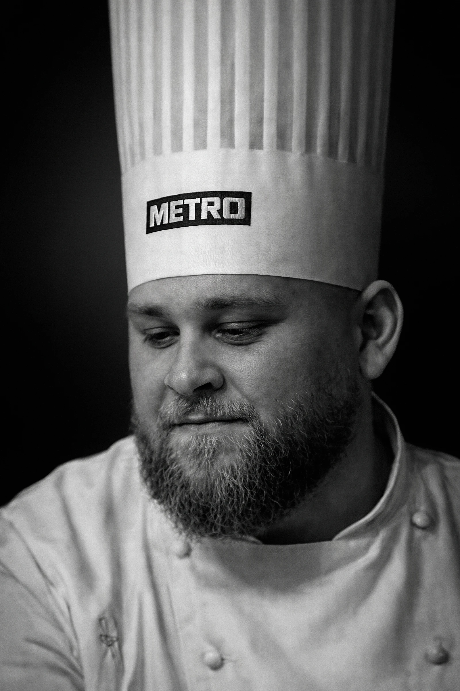 Portrait de chef en noir et blanc